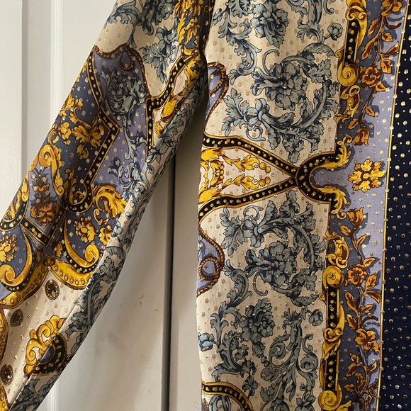 VINTAGE SETA PER UOMO MENS SILK METALLIC L/S SHIRT SIZE MEDIUM - Picture 9 of 10